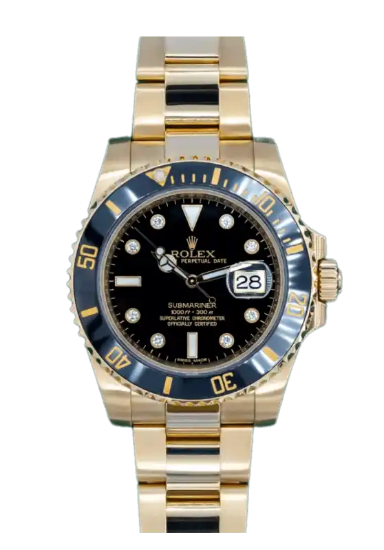 Rolex Submariner Black Diamond Dial - 40mm, Yellow Gold (2016)