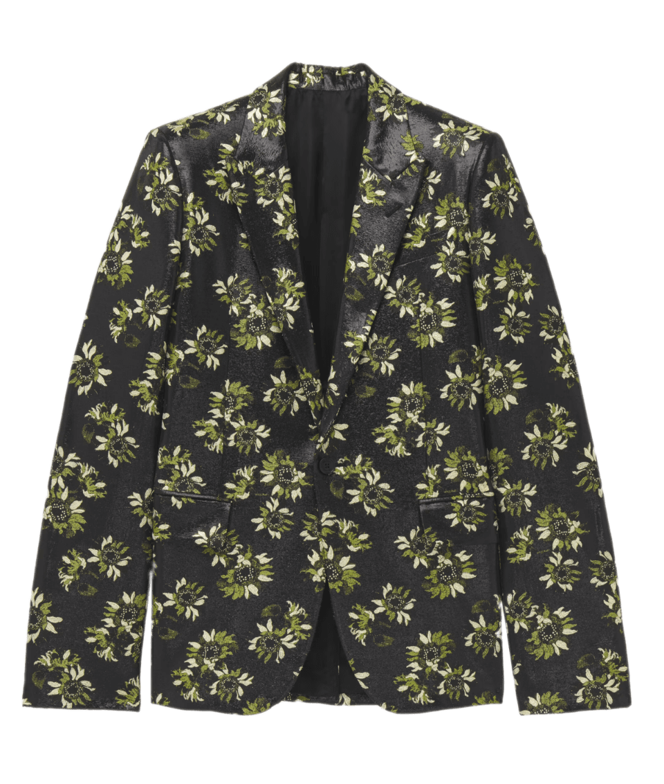 McQueen Sunflower Jacquard Single-breasted Jacket - Black/Green/Gold