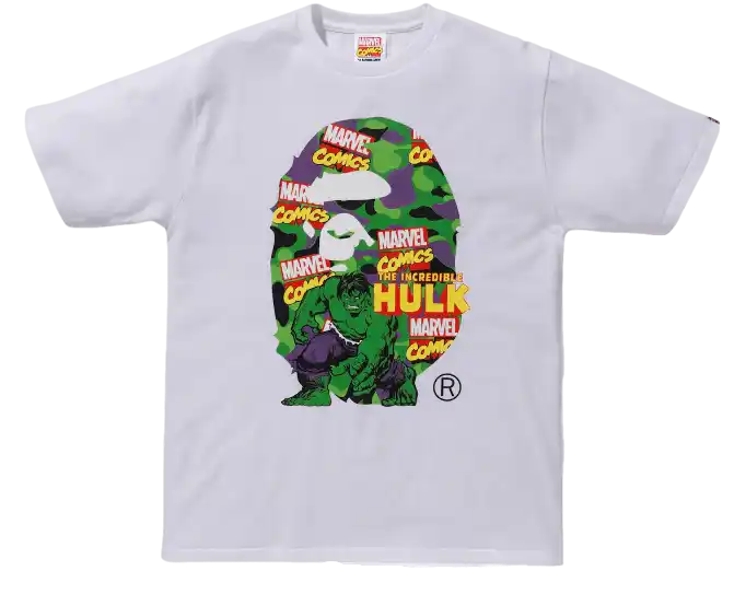 BAPE x Marvel Comics Camo The Hulk Tee - White