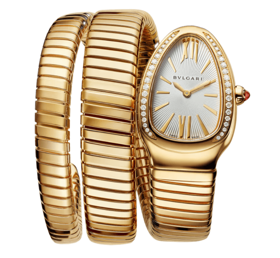Bvlgari Serpenti Tubogas Double-spiral Watch Silver Dial - 35mm, Yellow Gold