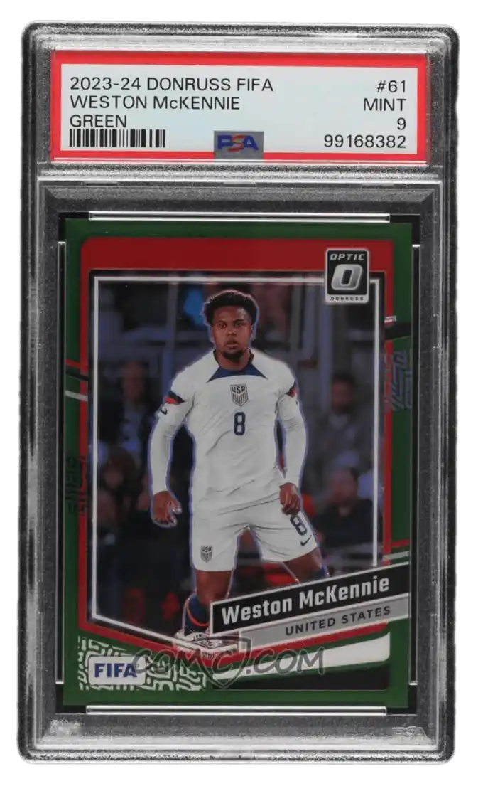 2023-24 Panini Donruss FIFA - Optic - Green Prizm #61 - Weston McKennie /5 PSA 9