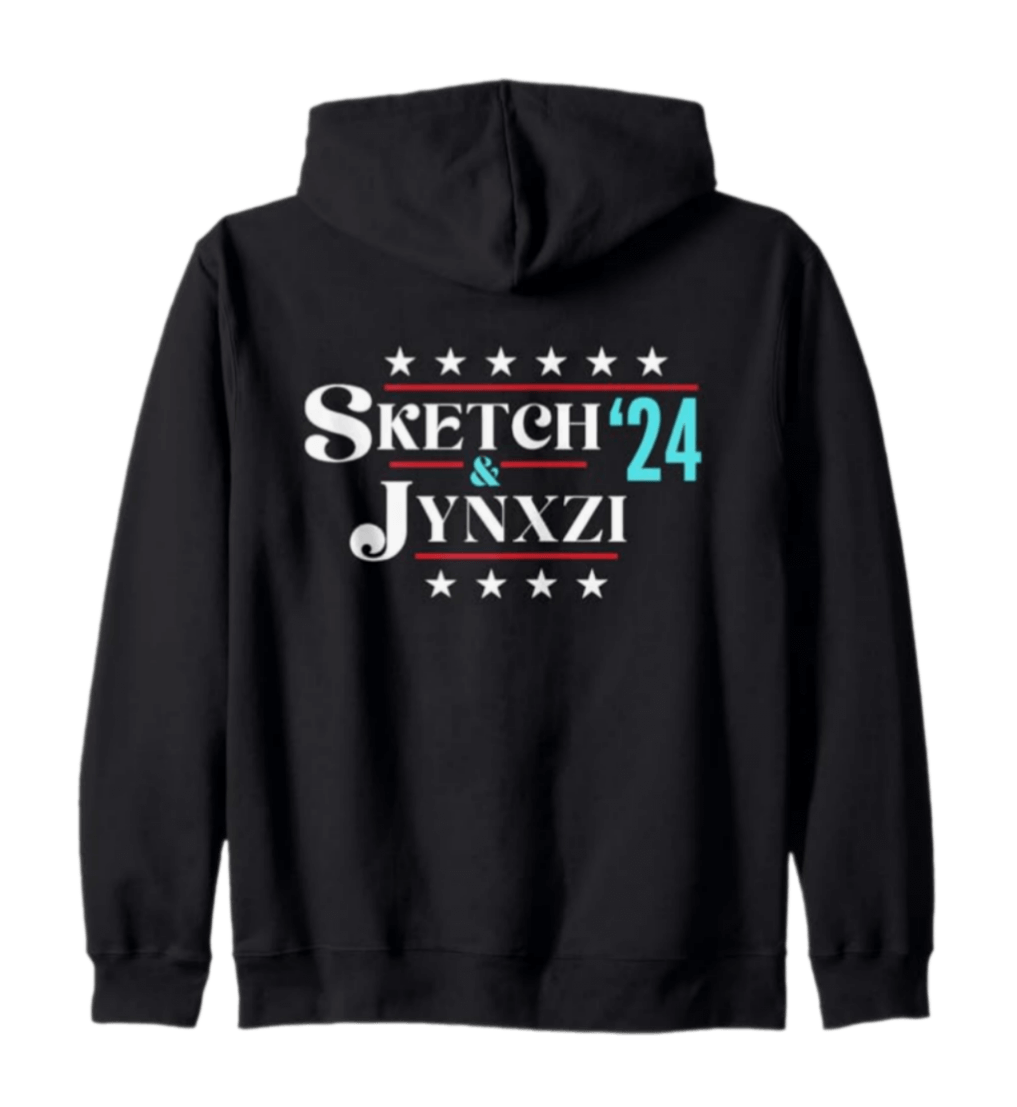 Sketch and Jynxzi 2024 Funny President Election Vote Streamer Zip Hoodie