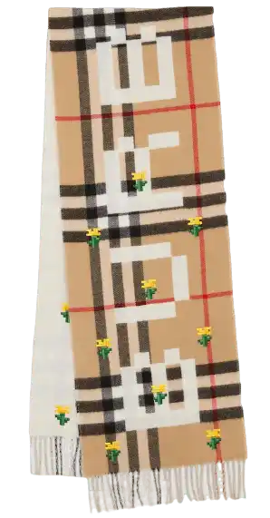Burberry x Minecraft Logo and Check Cashmere Scarf - Archive Beige