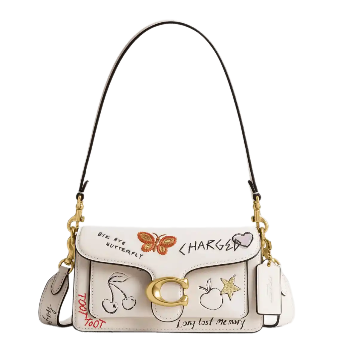 Coach Tabby Shoulder Bag 20 With Sketch Print - Brass/Chalk Multi