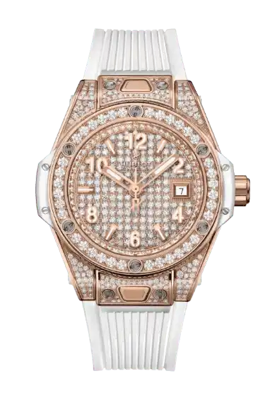 Hublot Big Bang One Click King Gold White Full Pavé - 33mm, 18k Gold, Diamonds