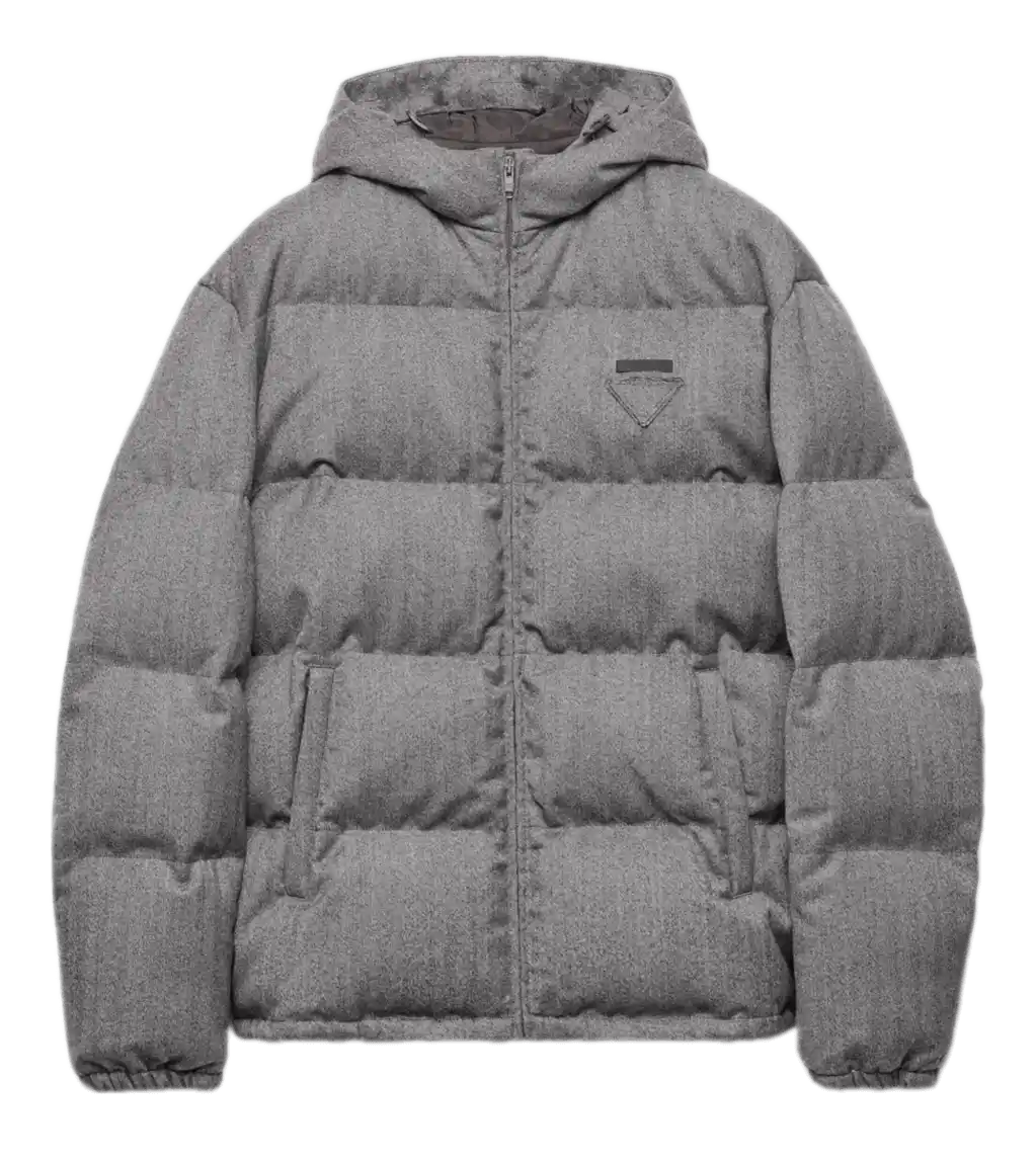 Prada Medium-weight Wool Down Jacket - Grey