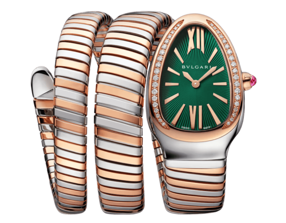 Bvlgari Serpenti Tubogas Double-spiral Watch Green Dial - 35mm, Rose Gold and Steel