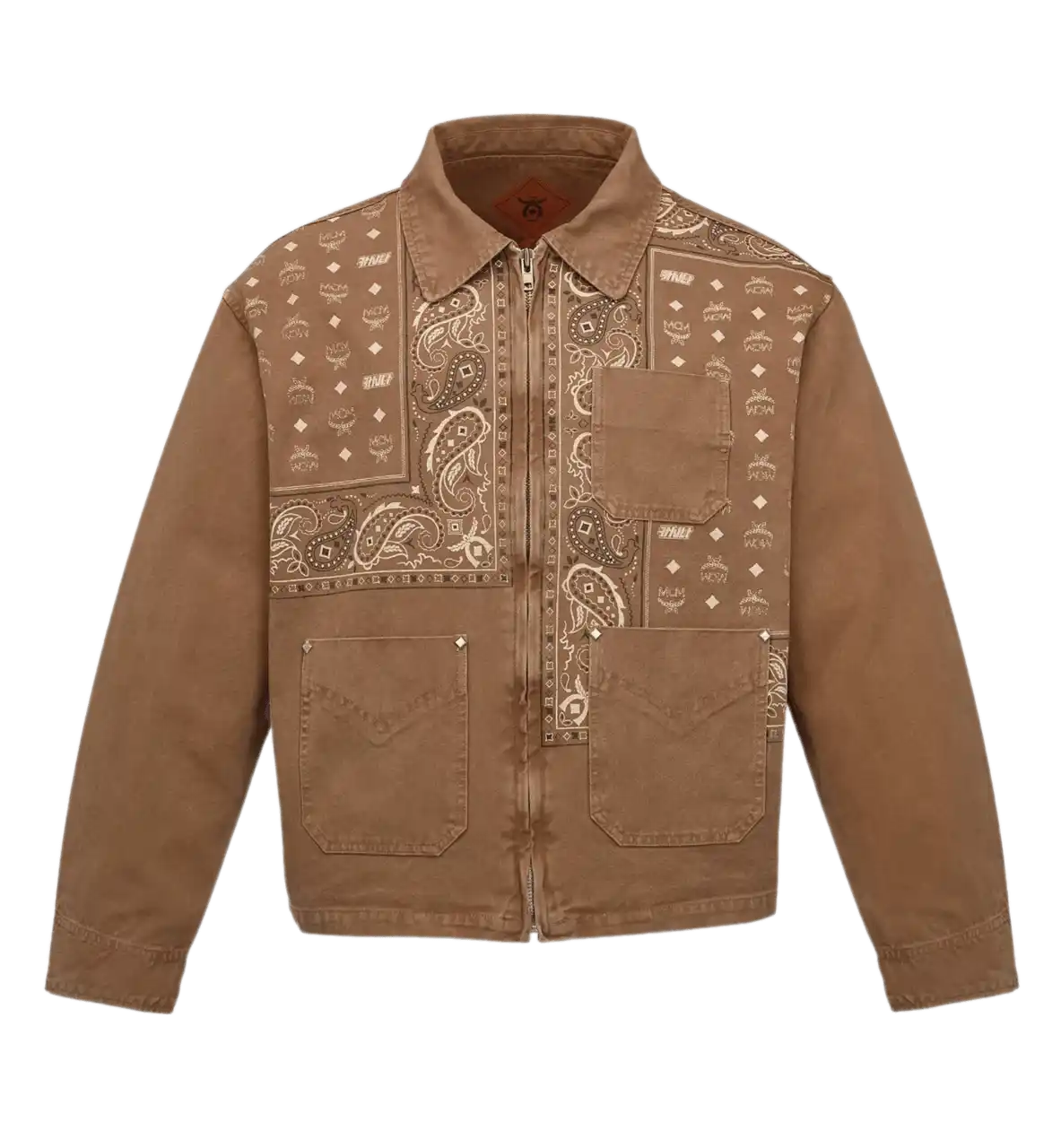 MCM x KASINA Bandana Monogram Jacket in Oxford Cotton - Washed Cognac