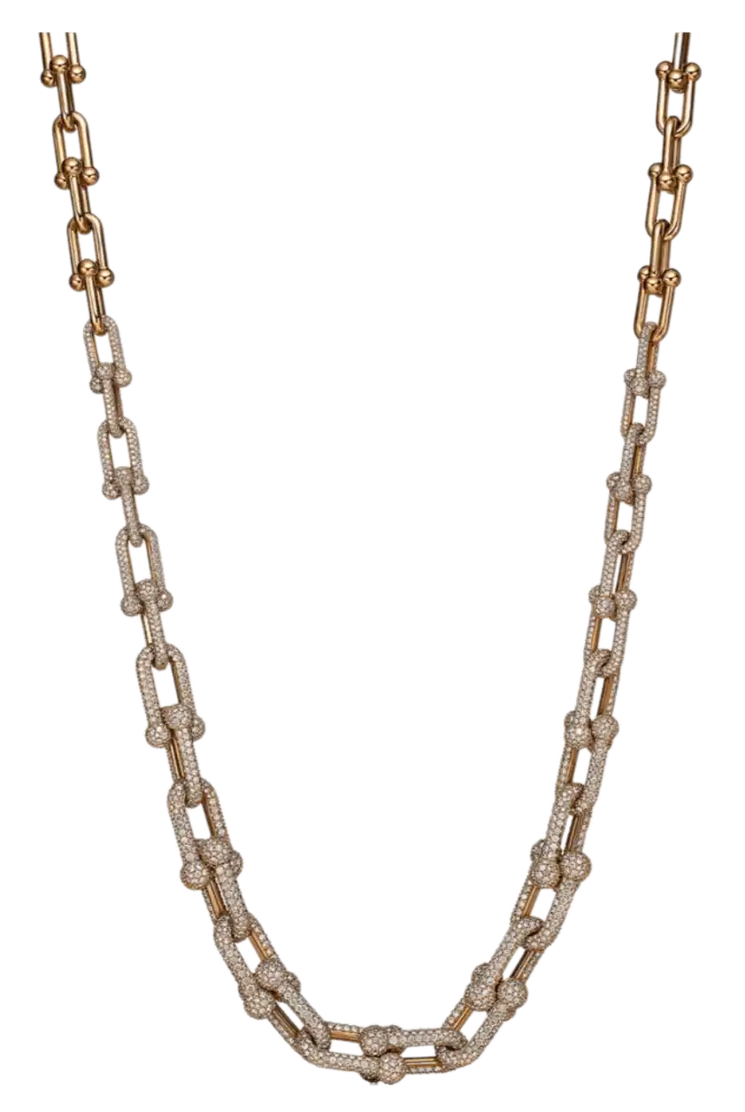 Tiffany HardWear Graduated Link Necklace - Yellow Gold, Pavé Diamonds