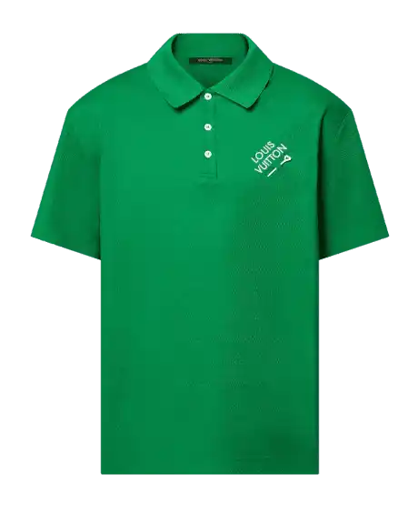 Louis Vuitton Embroidered Signature Short-Sleeved Cotton Polo - Green