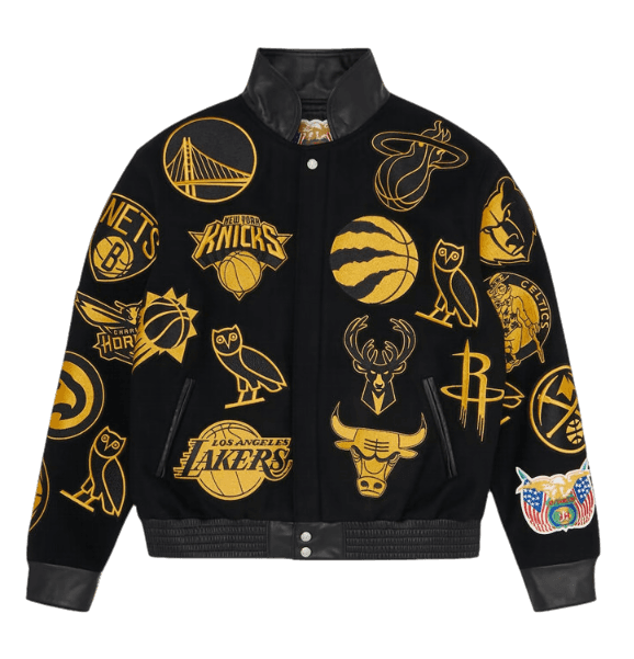 OVO NBA Jeff Hamilton Team Icons Wool Jacket Men's - Black