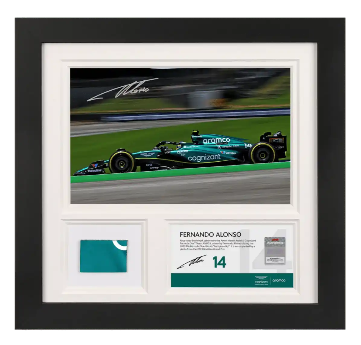 Fernando Alonso 2023 Signed Bodywork & Photo – Sao Paulo GP