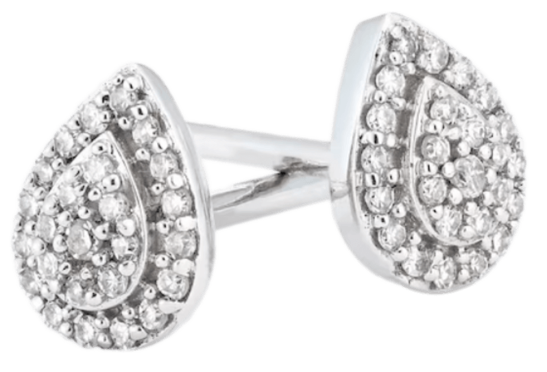 Sterling Silver Diamond Pear Shaped Stud Earrings