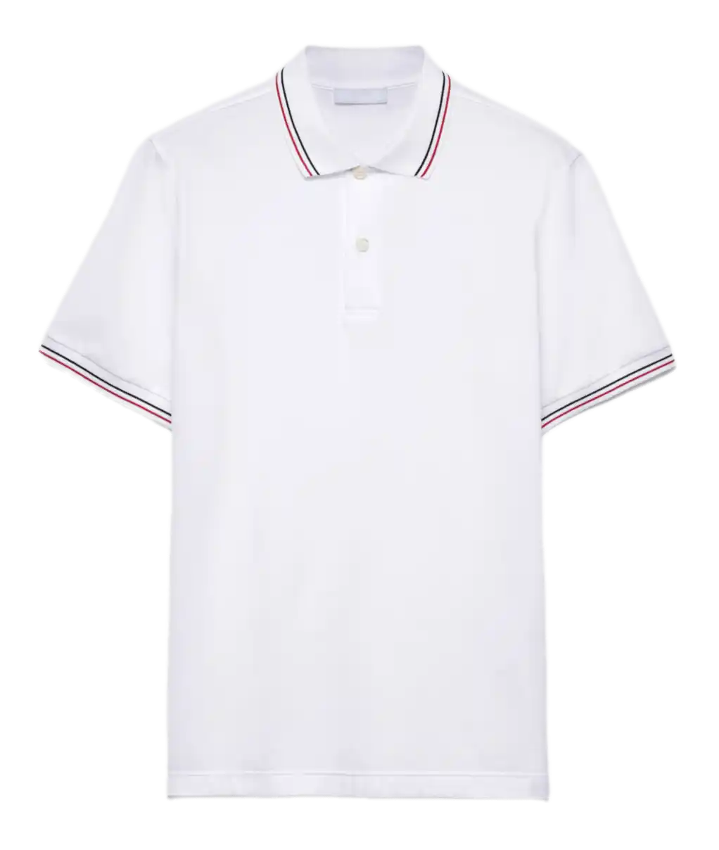 Prada Short-sleeved Piqué Polo Shirt - White/Red