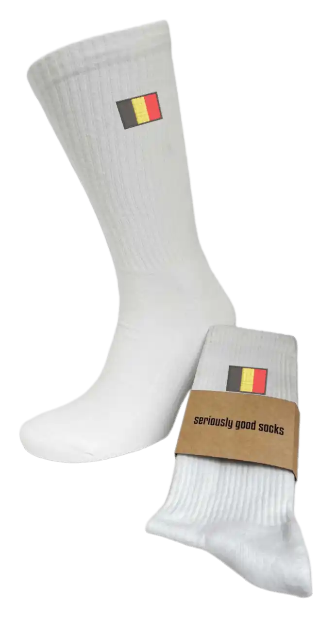 Embroidered Belgium Flag Crew Sport Socks