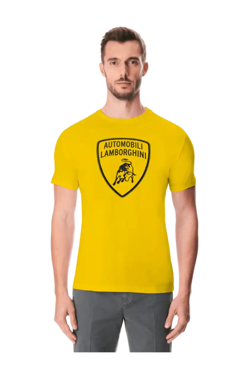 Automobili Lamborghini Iconic Big Shield Crew Neck T-shirt - Yellow