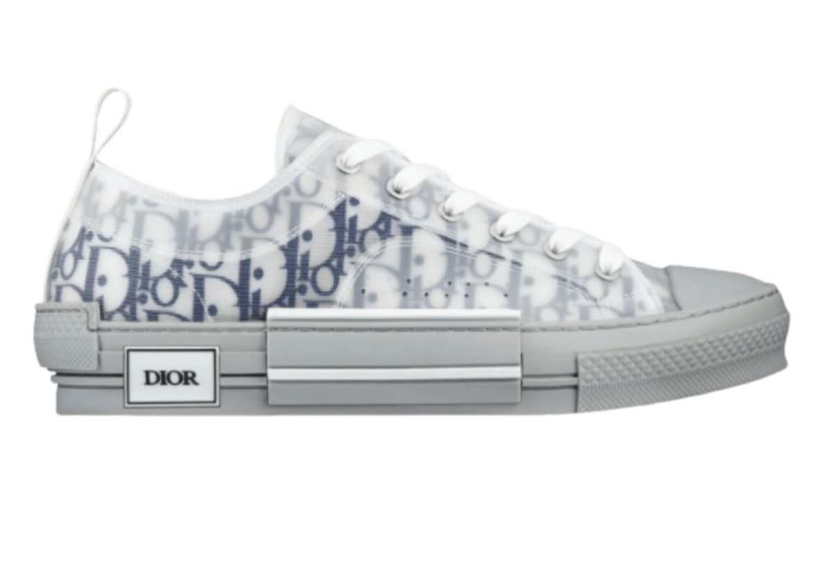 Dior B23 League Low-Top Sneaker - White and Navy Blue Dior Oblique Canvas