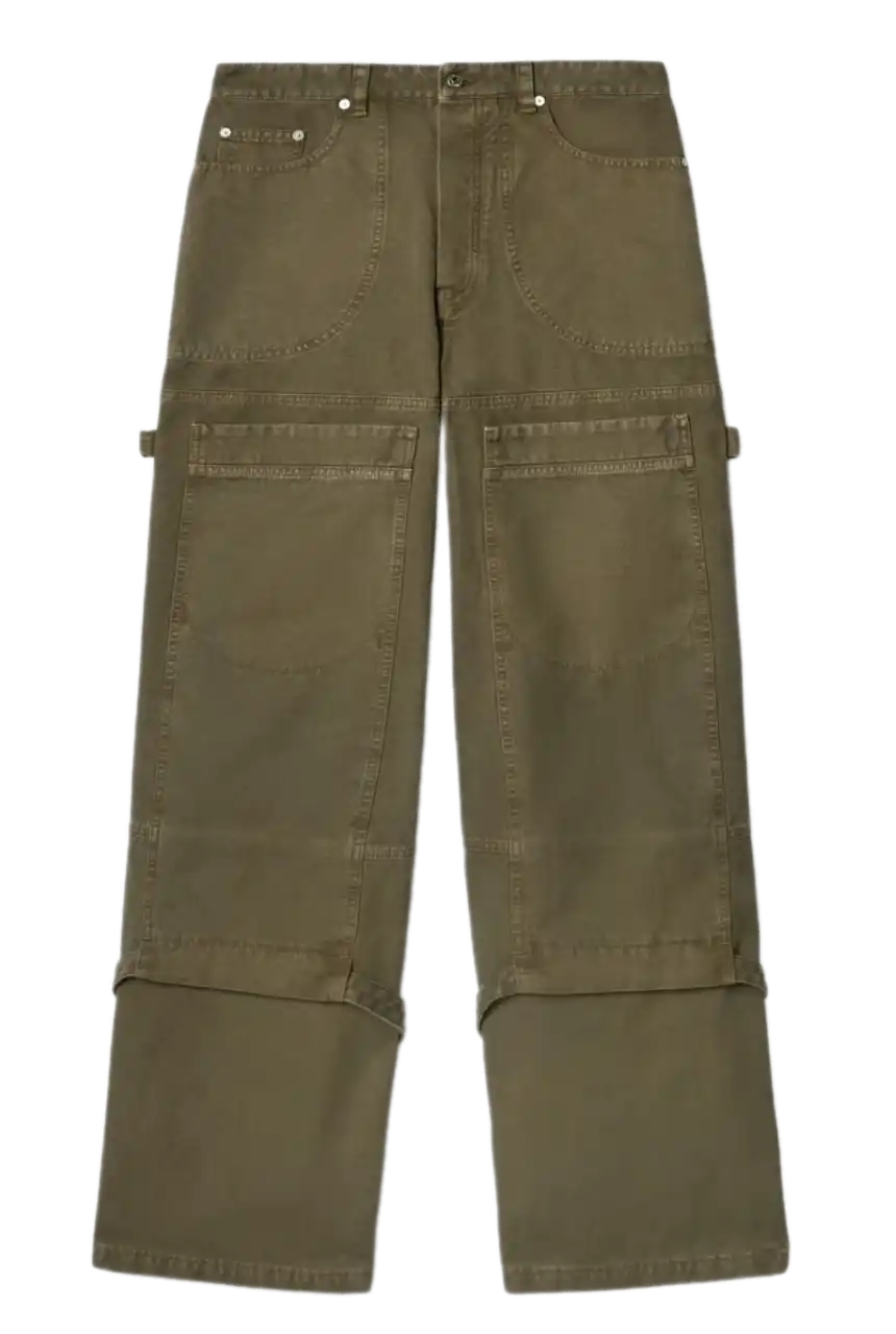 Off-White Military Green Canvas Carpenter Pants - Green