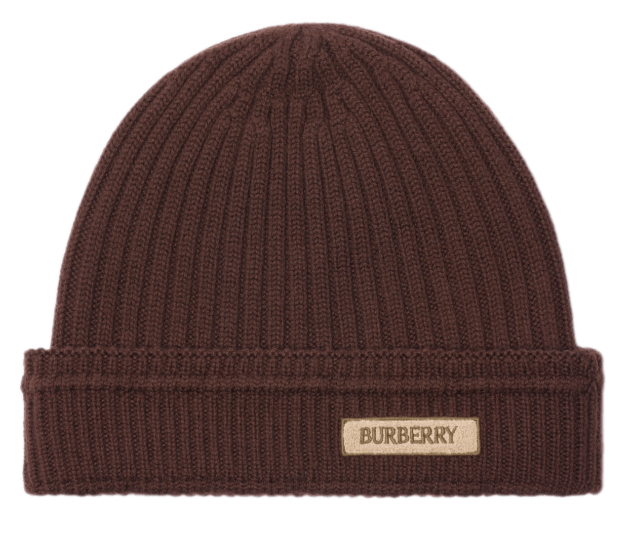 Burberry Logo Patch Wool Beanie - Treacle Brown