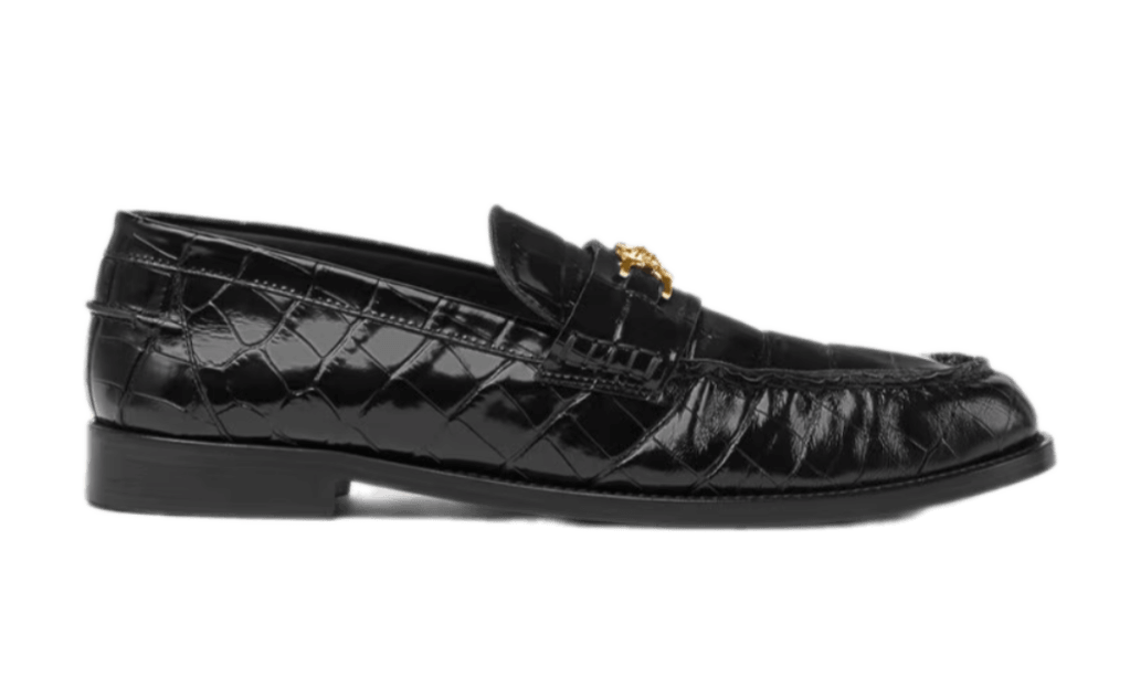 Versace Croc-Effect Medusa '95 Loafers - Black/Gold