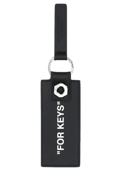 OFF-WHITE "FOR KEYS" Quote Printed Keyring - Black/White