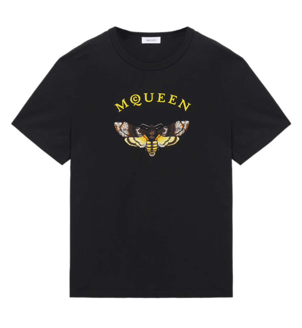 McQueen Moth Embroidery Logo T-shirt - Black/Yellow
