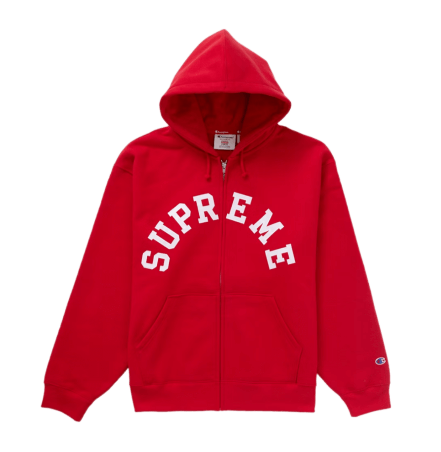Supreme Champion Zip Up Hooded Sweatshirt - Red