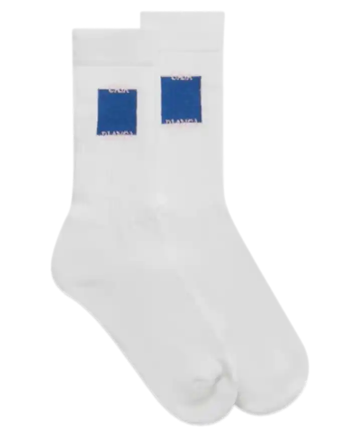 Casablanca Blue Casa Square Socks - White