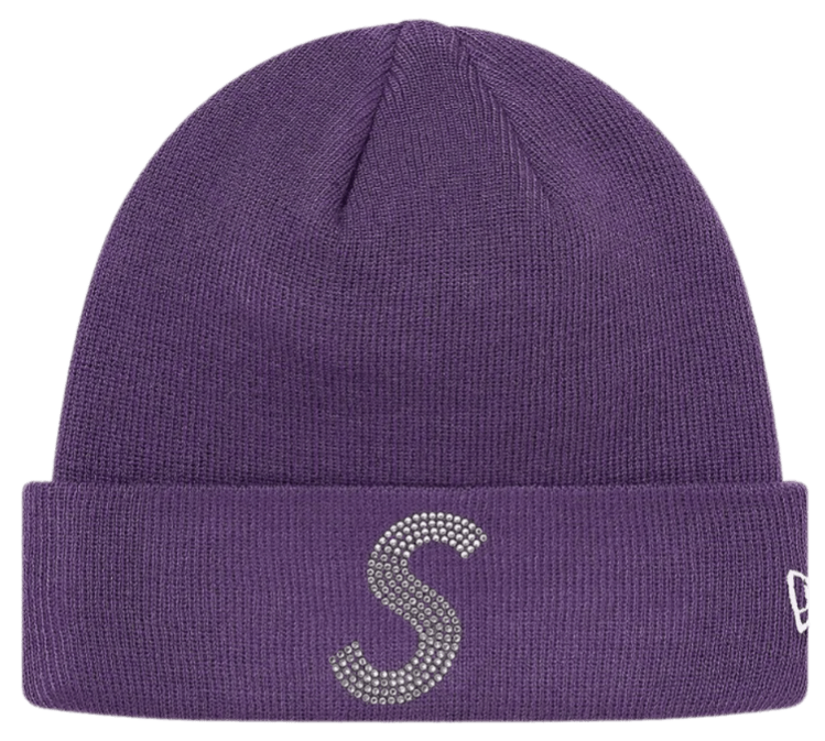 Supreme New Era Swarovski S Logo Beanie - Purple