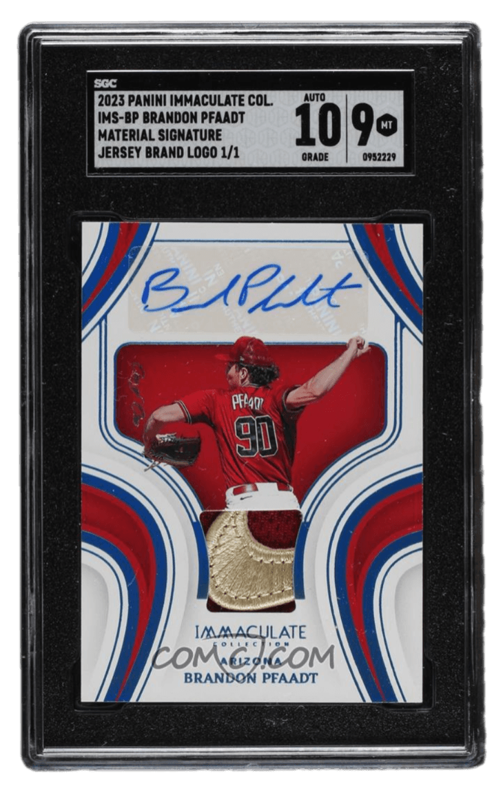 2023 Panini Immaculate Collection - Immaculate Materials Signatures - Jersey Brand Logo #IMS-BP - Brandon Pfaadt /1 SGC 9