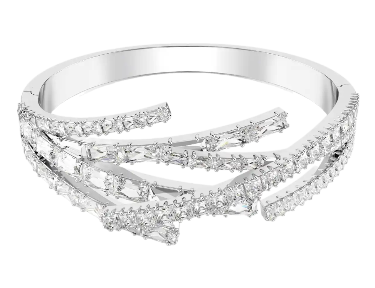 Swarovski Matrix Bangle - White, Rhodium Plated