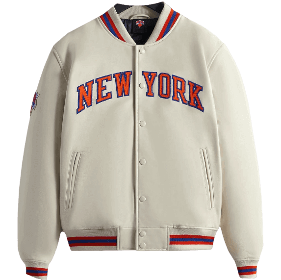 Kith Golden Bear for New York Knicks Varsity Jacket - Sandrift