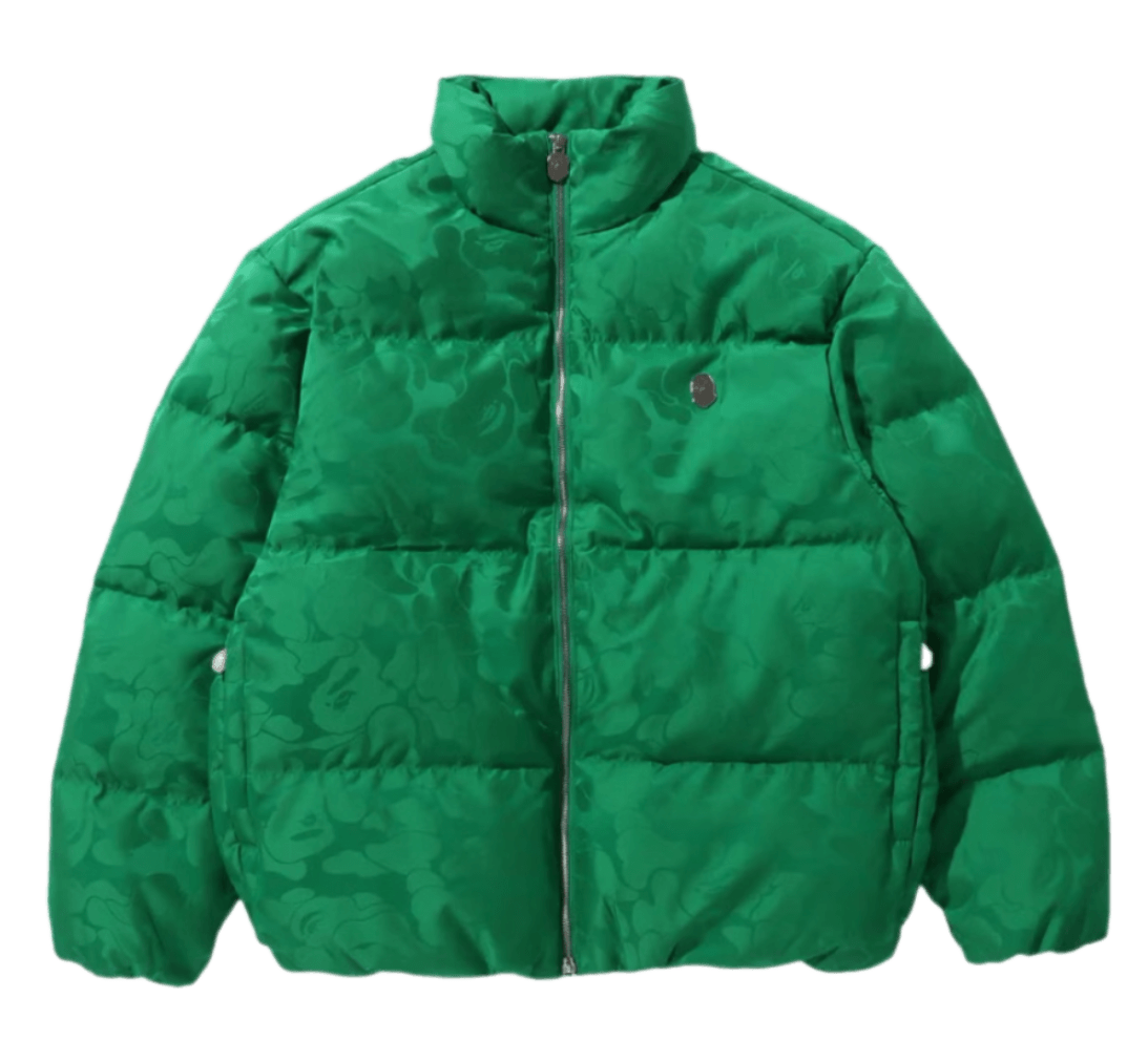 BAPE Tonal Solid Camo Puffer Down Jacket - Green