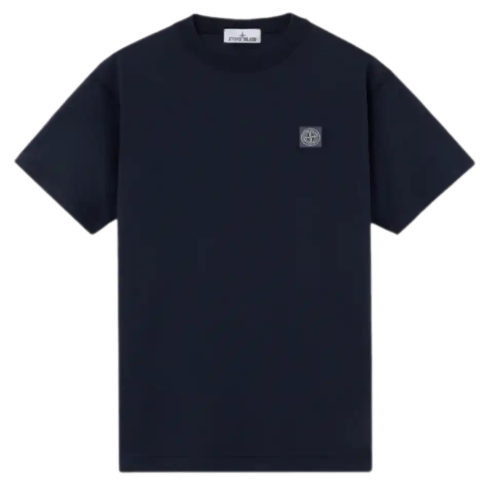 Stone Island Organic Cotton Jersey 'Fissato' Effect T-shirt - Navy Blue