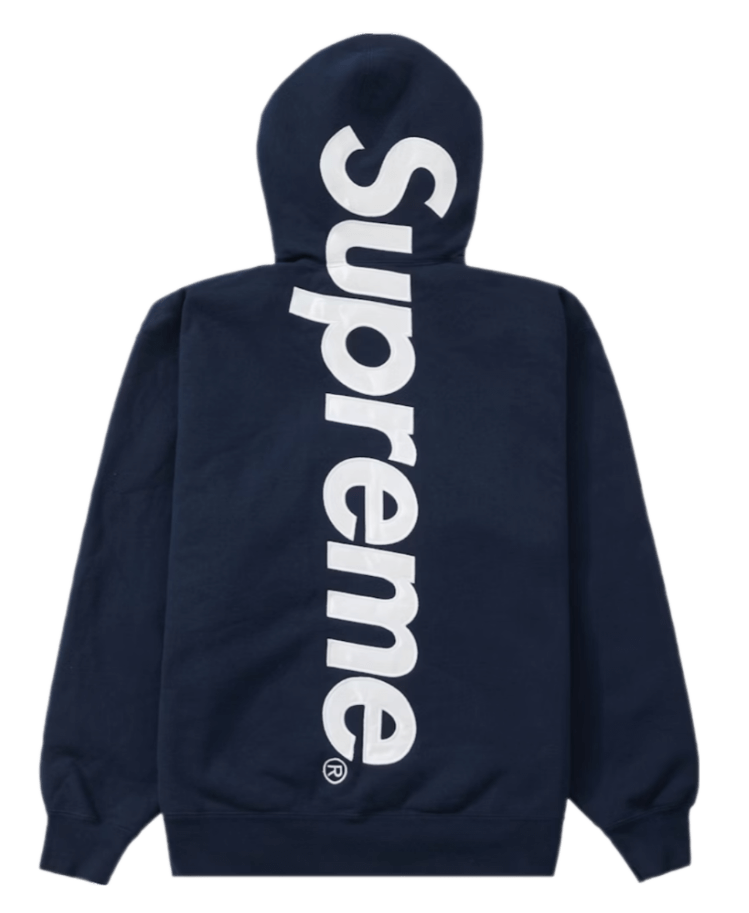 Supreme Satin Appliqué Hooded Sweatshirt - Navy