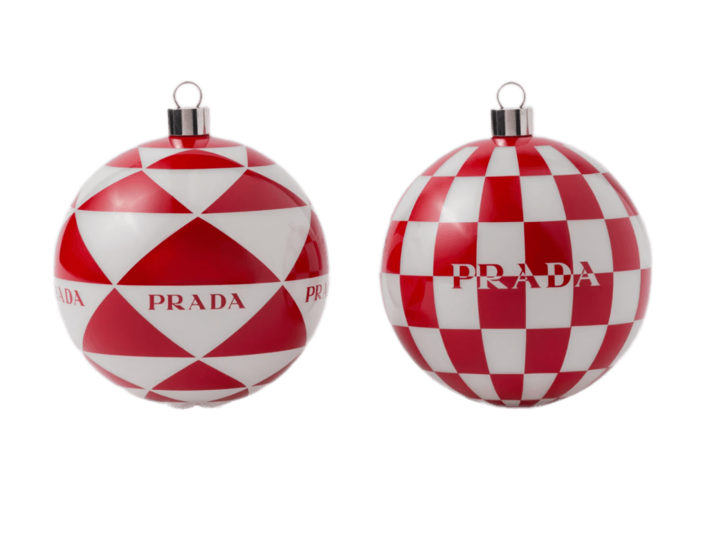 Prada Glass Christmas Ornament Set - White/Red