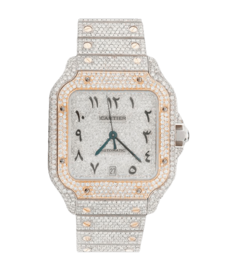 Cartier Santos Custom Diamond Arabic Dial - 40mm, Iced Out (2022)