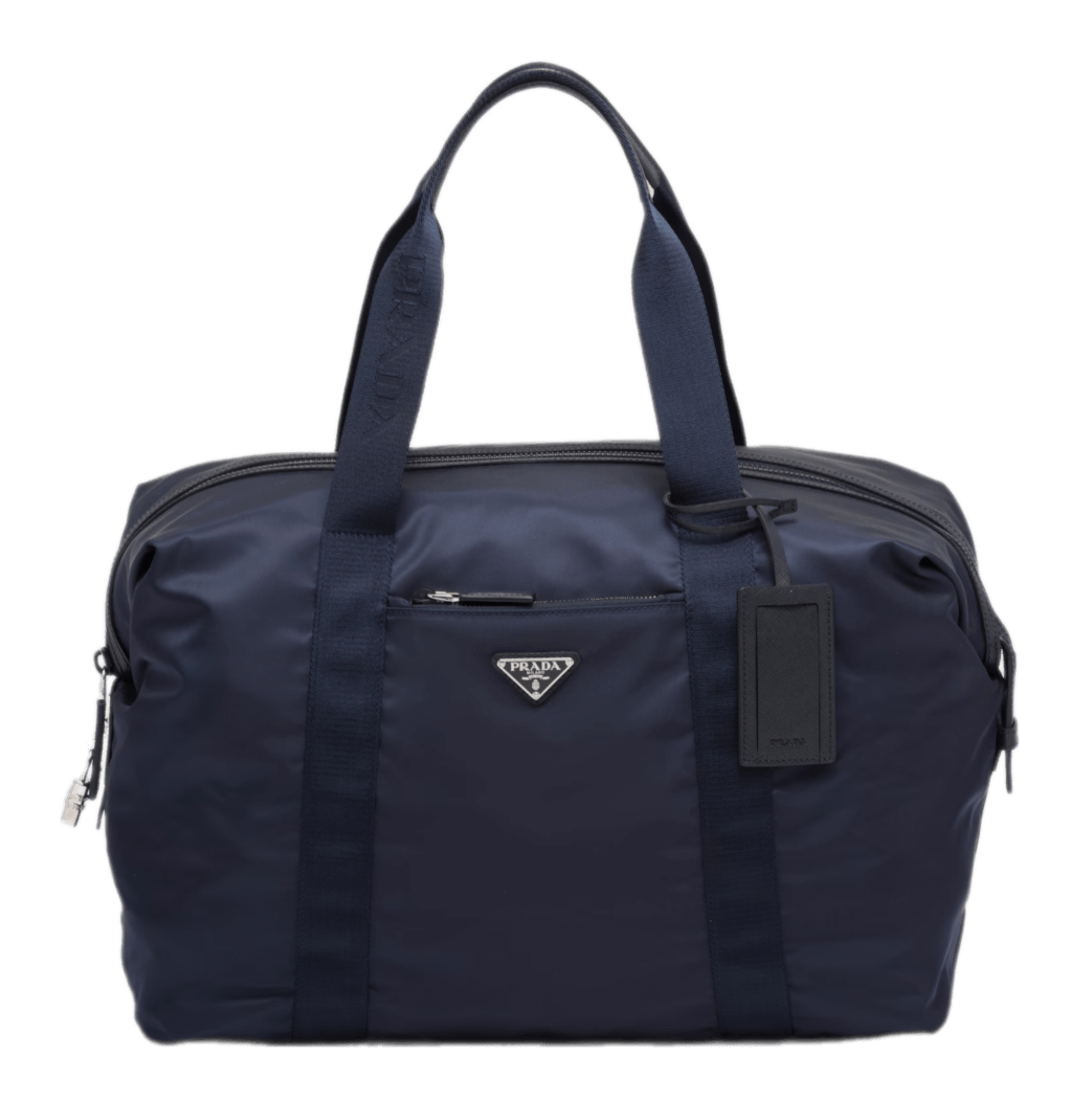 Prada Re-Nylon and Saffiano Leather Duffle Bag - Navy