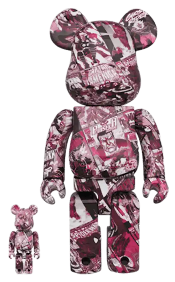 Bearbrick MARVEL 80TH ANNIVERSARY 100% & 400% Set - Red Multicolor