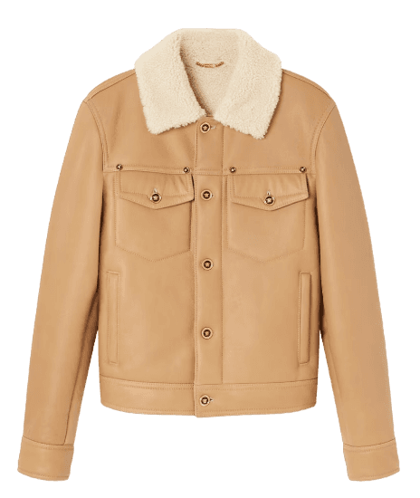 Versace Shearling Leather Blouson Jacket - Beige