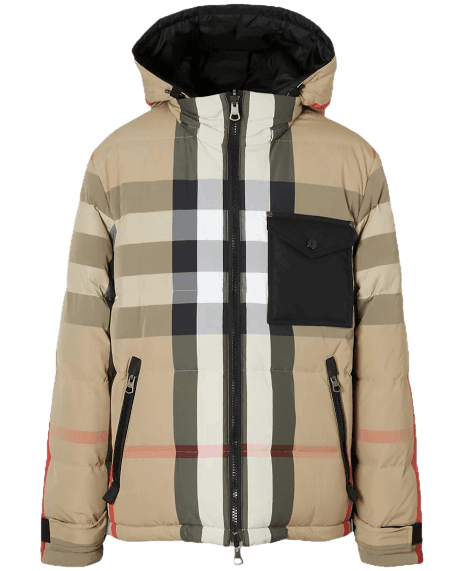 Burberry Reversible Check Nylon Puffer Jacket Men's - Black Archive Beige