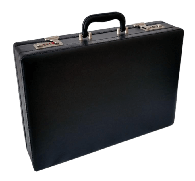 Nappa Faux Leather Briefcase - Black