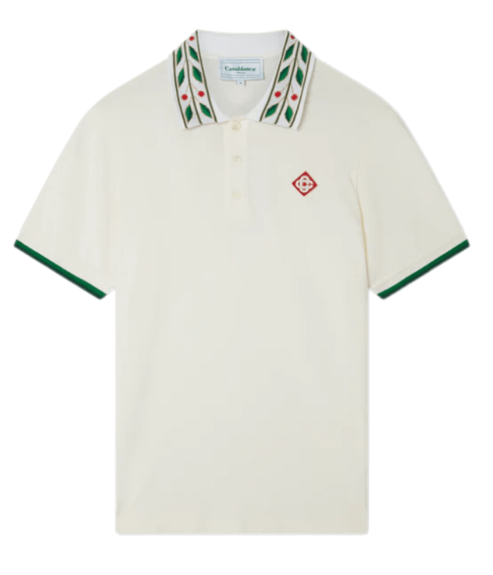 Casablanca Laurel Pique Polo - White