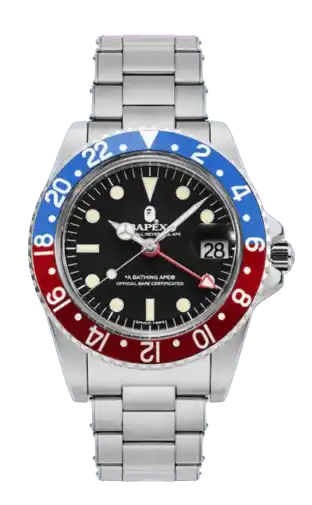 BAPE A Bathing Ape Type 2 Bapex Watch - Silver/Red/Blue
