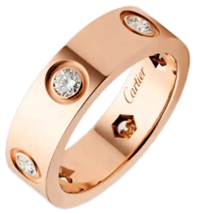Cartier Love Ring Classic Model 6 Diamonds - Rose Gold
