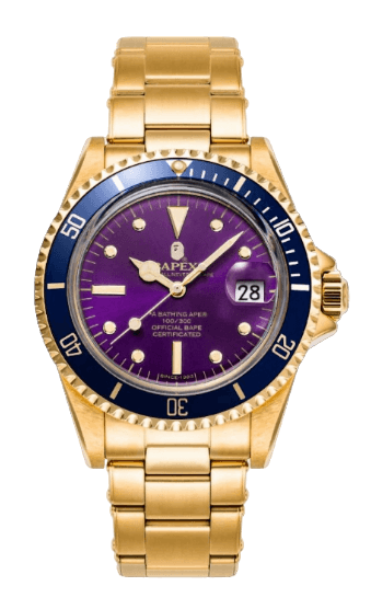 BAPE A Bathing Ape Type 1 Bapex Watch - Gold Purple
