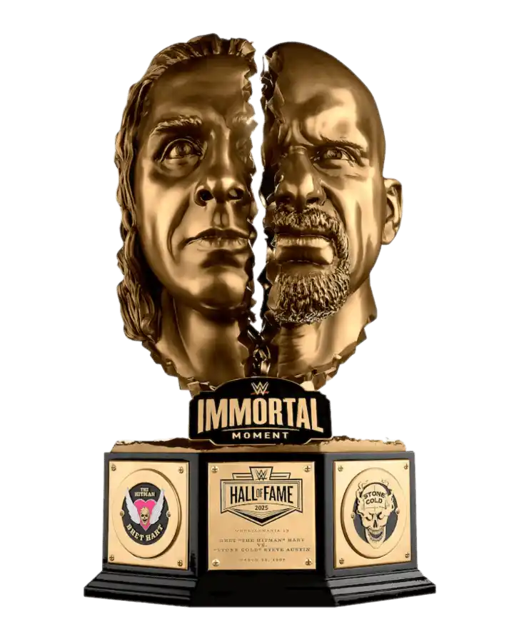 "Stone Cold" Steve Austin & Bret "The Hitman" Hart WWE Hall of Fame 2025 Immortal Moments Replica Trophy