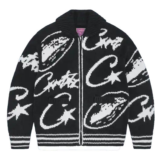 Corteiz VVS Jacquard Knit Zip - Black