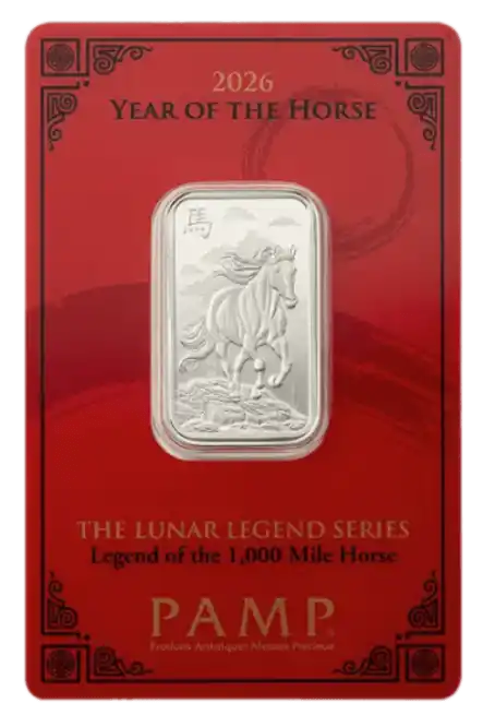 10 gram Silver Bar - PAMP Suisse Lunar Horse 2026