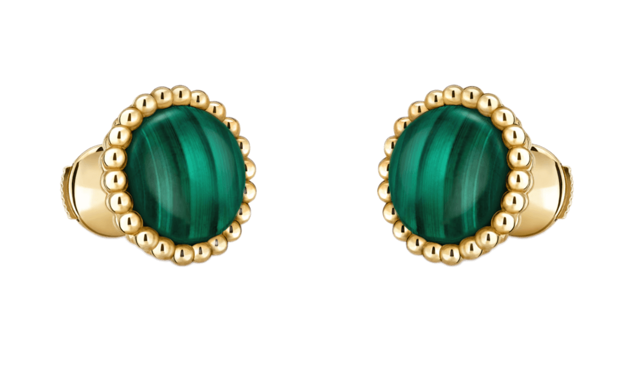 Van Cleef Perlée Couleurs Earrings - Yellow Gold, Malachite